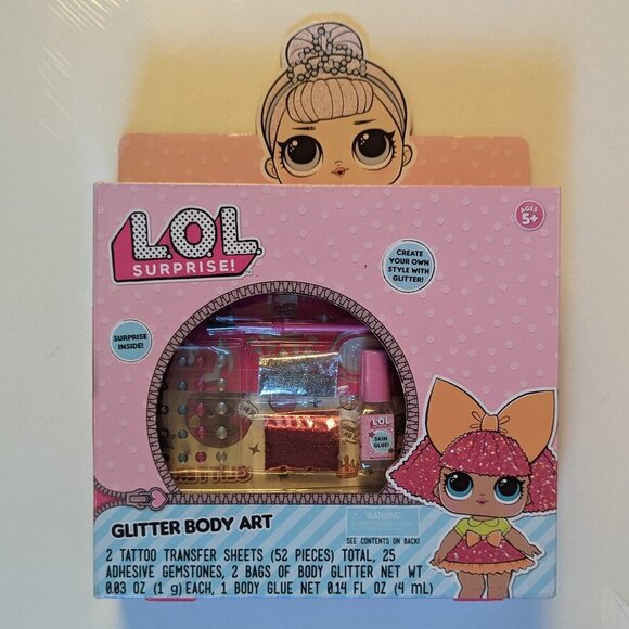 NWT LOL Surprise! Glitter Body Art Pink L.O.L. Dolls Crafts Tattoos Dress Up NEW - Picture 1 of 9